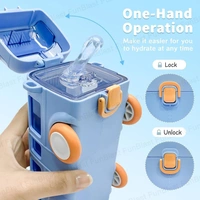 Bus Shaped Water Bottle With Moving Wheels, 480 Ml Leak-Proof Water Bottle For Kids, Water Bottle With Strap & Sipper For Kids, Sipper Water Bottle For Kids