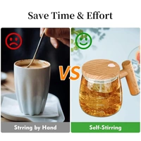 Electric Self-Stirring Coffee Mug Borosilicate Mixing Cup With Lid For Effortless Coffee, Milk, And Protein Powder Mixing At Home, Office, Or Travel (400 Ml, 1 Piece) Glass, Transparent