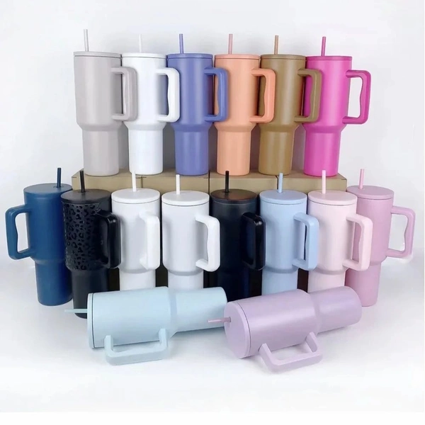 1.2L Stainless Steel Insulated Water Tumbler with Lid and Straw |12hr Hot & 8hr Cold| Fits Cup Holder| Leak Proof| Gym, Office,Home| Includes 2 Straw,1 Brush 