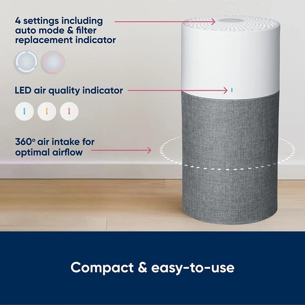 Blueair Air Purifier-Blue 3410 Cleans Upto 1862 sqft, 425m³/h CADR, Air Quality Indicator, HEPASilent Technology Removes 99.97% Pollen, Dust, Mould, Bacteria, Viruses, VOCs, Odours,1+1 Years Warrany