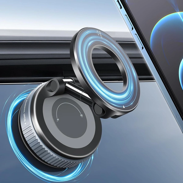 2025 Upgraded Vacuum Magnetic Smartphones Holder Stand, for Magsafe Suction Cup Car Phone Mount, 360° Adjustable, Foldable for All Car & All Cellphones & Gym/Mirror/Kitchen/Smooth Surface