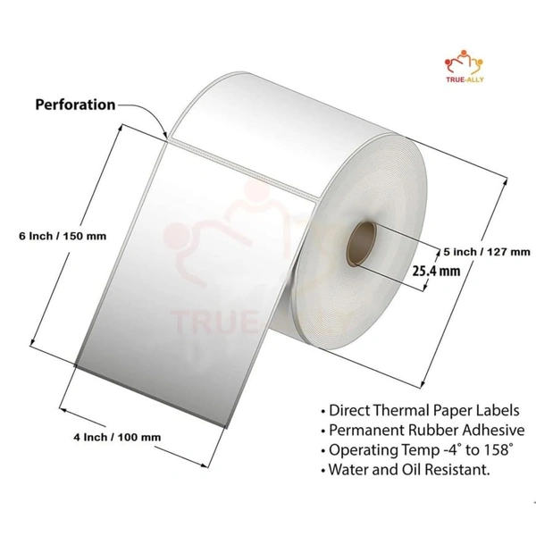 100mm x 150mm Direct Thermal Shipping Labels, 4"x 6" Sticker Rolls, 400 Labels per Roll, Strong Adhesive, Barcode Compatible for E-Commerce Couriers - Pack of 1 (400 Labels) - PACK OF 1