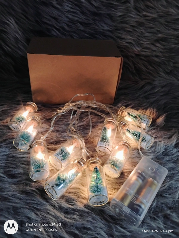 Battery Operated String Lights Mini Wishing Bottle Christmas Tree Snowflake Xmas Lights