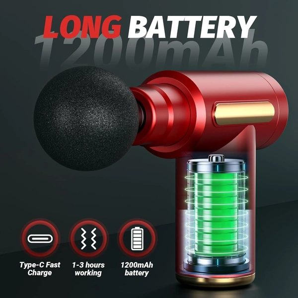 Massage Gun, Small Travel Massage Gun, Massage Gun Deep Tissue,Percussion Handheld Portable Muscle Massager Tool for Full Body Pain Relief, Ideal Gifts for Men, Women(Red)