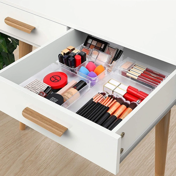  Acrylic Cosmetics Drawer Organizer Storage Bins With Various Size For Kitchen, Office, Bathroom, Vanity Makeup Organiser - MEDIUM 3*6 INCH