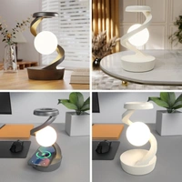 Suspended Rotating Light Ball Lamp with Mobile Phone Wireless Charging Function, Desktop Creative Levitating Night Light, Bedroom Bedside Atmosphere Light