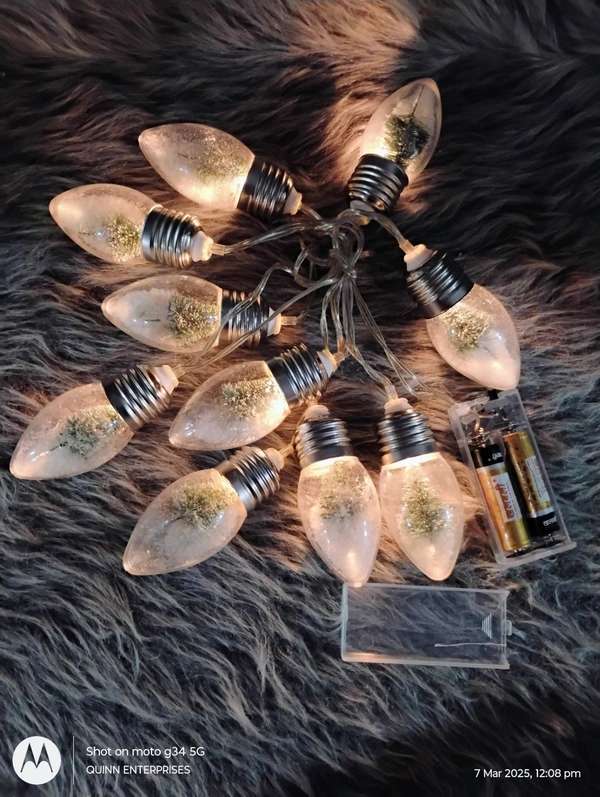  Christmas Tree Snow Globe String Lights, 10 LED Clear Bulbs Christmas Tree String Lights