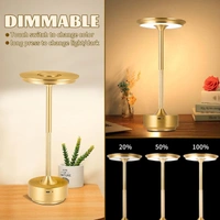 Metal Rechargeable Cordless Led Table Lamps Touch Sensor Light, 3-Levels Portable Dimming Wireless Battery Operated Lamp,Nightstand Lamp/Night Light/Restaurant Table/Outdoor/Coffee/Bar(Gold)