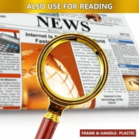 90mm Magnifying Glass for Reading/Map, Double Glass High Power Antique Handheld Magnifier Glass for Kids (Golden) - 90mm