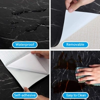Kitchen Oil Proof Black Marble Wall Paper 200cm x 60cm CM Peel and Stick Countertops Waterproof, Anti-Mold,Self-Adhesive Wall Sticker Backsplash Marble Wall Paper (Black Marble Wallpaper)