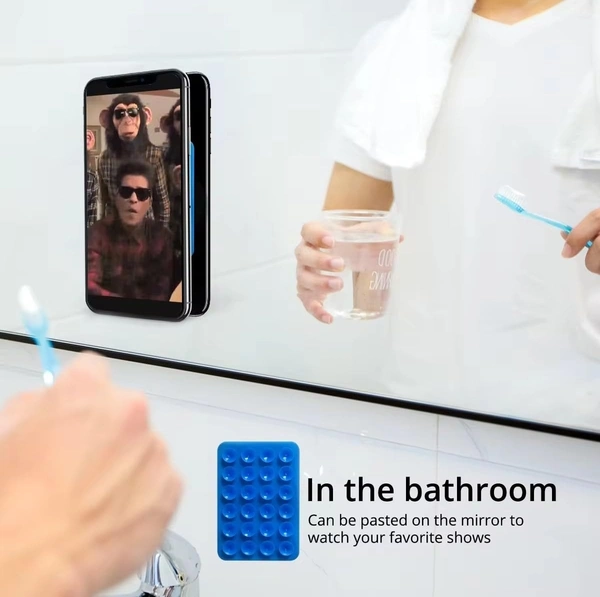Suction Phone Case, Phone Suction Sticker, Silicone Suction Phone Case for Hands-Free Mobile Accessory Holder Grip, Video Phone Accessory Compatible Mirror, Shower