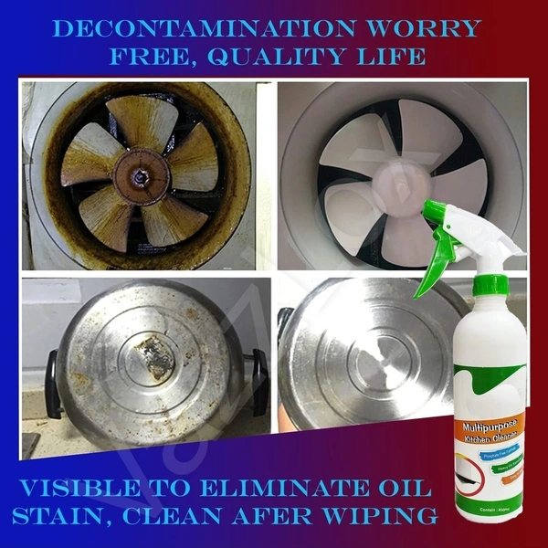  Kitchen Cleaner Spray Oil & Grease Stain Remover Stove & Chimney Cleaner Spray Non-Flammable Nontoxic Magic Degreaser Spray for Kitchen Gas Stove Cleaning Spray for Grill & Exhaust Fan (450ml)