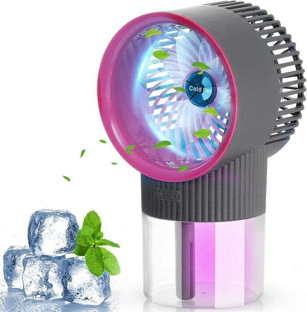 Portable Misting Fan - Rechargeable Battery Operated Fan, Camping Fan Beach Fan with 350mL Water Tank & Nightlight, 3-Speed Adjustable Cooling Mist Fan for Home, Office, Fishing Outdoor&Indoor Use