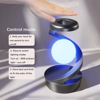 Suspended Rotating Light Ball Lamp with Mobile Phone Wireless Charging Function, Desktop Creative Levitating Night Light, Bedroom Bedside Atmosphere Light