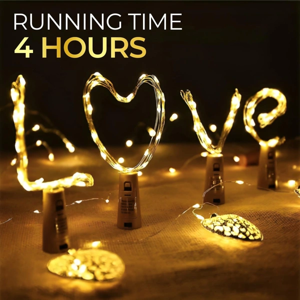  Wine Bottle Cork Lights – 20 LEDs Copper Wire String Lights | Battery Operated Fairy Lights for Bottle, DIY, Home, Party, Wedding, Diwali Decoration