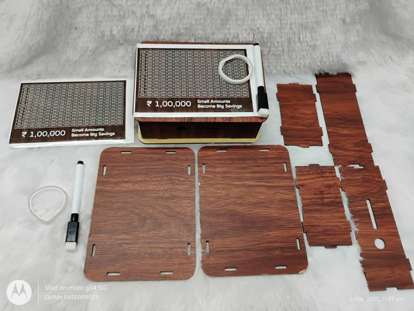 Money Saving Box for Kids & Adults, Coin Box, Savings Box, Piggy Bank, Smart Money Box, Wooden Coin Box, Money Saver, Piggy Bank with Numbers, Target 100000 Rupees Savings Box