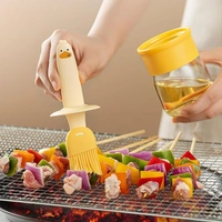 2-in-1 Duck Oil Dispenser Bottle with Silicone Basting Brush – High Temperature Resistant Olive Oil Dispenser for Kitchen, Plastic Oil Bottle with Brush for Cooking & Grilling, Hb Mart Oil Basting Set