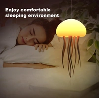  Plastic Night Light Jellyfish LED Lamp with Dancing Legs,RGB Gradient Bedside Lamp with Voice Control,Rechargeable Table Light with Touch Sensor for Kids Bedroom,Living Room