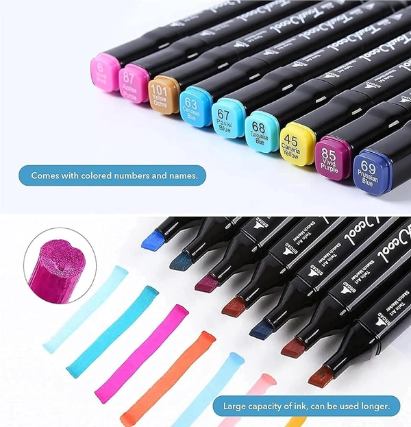 Touch Cool Alcohol Markers Professional Art Set - Dual Tip with Fine and Chisel Tips. Perfect for Artists, Beginners, Adults and Kids - Marker Set of 12