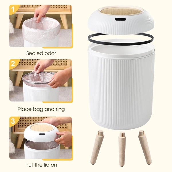 Smart Motion Sensor Trash Can -10L Touchless Automatic Garbage Bin with Lid, Hygienic & Odor-Free Design for Kitchen, Bathroom, Living Room, Bedroom, Sleek White, Hands-Free Sensor Activated Waste Bin