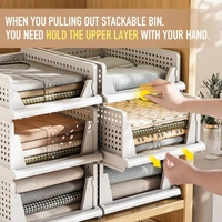 1 pc Stackable and Foldable Plastic Wardrobe Drawer Organizer for Clothes Storage for Cupboard and Almirah