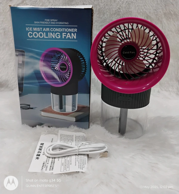 Portable Misting Fan - Rechargeable Battery Operated Fan, Camping Fan Beach Fan with 350mL Water Tank & Nightlight, 3-Speed Adjustable Cooling Mist Fan for Home, Office, Fishing Outdoor&Indoor Use