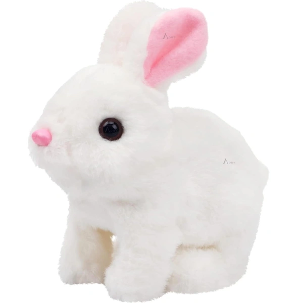 Hopping Walking Bunny Toy with Sounds, Jumping Rabbit Wiggling Ears, Twitching Mouth and Nose, Educational Interactive Bunny Rabbit Toy for Baby Kids