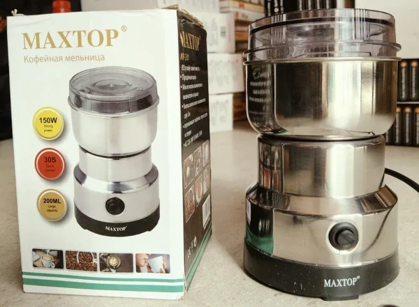 Maxtop Nima Stainless Steel Multifunctional Electric Grinder & Coffee Maker – Mini Spice, Coffee, Masala Grinder for Beans, Nuts, Grains – Compact Household Mixer Grinder (Silver)
