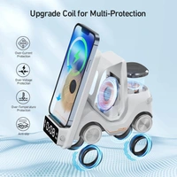 Charge Cruiser - 3-in-1 Wireless Charger with Clock | Wireless Magentic Charger for iPhone,Smart Phone,Smart Watch,Earpod & Digital Clock | Alarm Clock & Lamp | Compact Toy Car Design