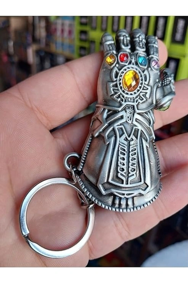 Avengers Thanos hand with all Infinity Stone Gauntlet and Double-Bladed Sword KeyChain best Gift for (Thanos Lovers)