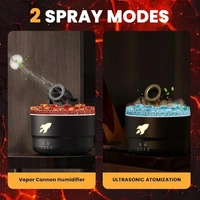 Cannon Humidifier, 7 Colors LED Mini Cannon Diffuser Silent Vapor Canon Aroma Diffuser, 2 Mode Creative Turret Cool Mist Air Aromatherapy, Small Home Desktop Humidifier for Bedroom, Waterless Auto-off