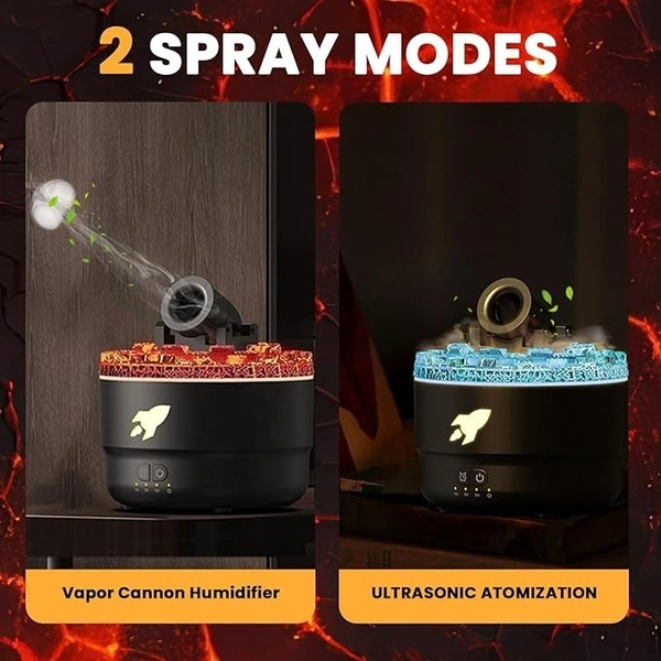 Cannon Humidifier, 7 Colors LED Mini Cannon Diffuser Silent Vapor Canon Aroma Diffuser, 2 Mode Creative Turret Cool Mist Air Aromatherapy, Small Home Desktop Humidifier for Bedroom, Waterless Auto-off