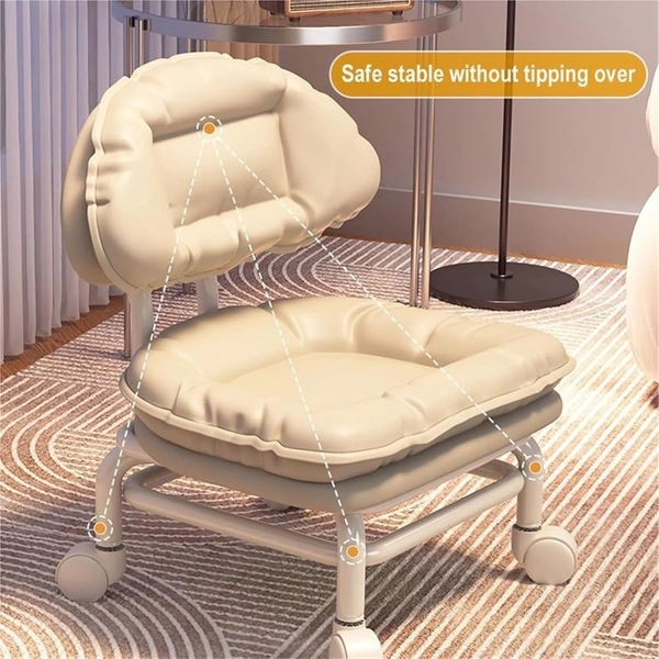 Backrest Roller Stool, Soft Widened Roller Seat, Metal Frame, for Garden Home Massage Office, Garage