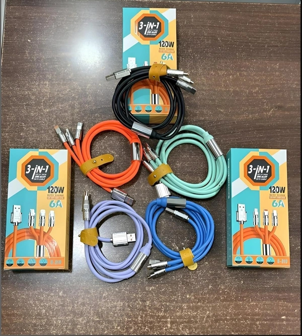 120W 3 in 1 Chubby Charging Cable Heavy Duty Charger Cord Chubby Charging Cable Zinc Alloy Soft Silicone Compatible with Cellphone Tablets,Fast Charging