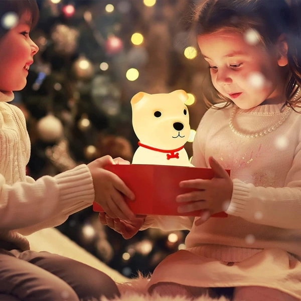 Silicone Puppy Kids Lamp, Cute Dog Lamp for Baby Room Decor