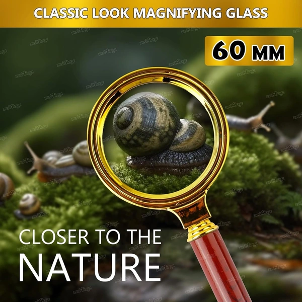 90mm Magnifying Glass for Reading/Map, Double Glass High Power Antique Handheld Magnifier Glass for Kids (Golden) - 90mm