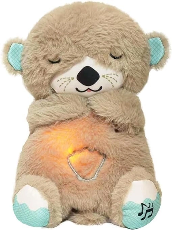 Breathing Teddy Bear, Portable Plush Sound Machine with Music Lights & Breathing Motion for Newborns Baby Gift for Kids