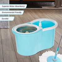 Steel Mop Bucket WITH BOX Spin Mop with Wheels and Stainless Steel Wringer, Bucket Floor Cleaning and Mopping System,2 Microfiber Refills 