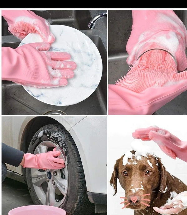 Silicon Dish Washing Gloves 1 Pair