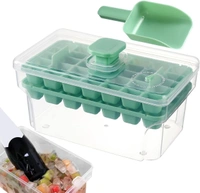 2 Layer Ice Cube Tray with Lid & Bin use for Home, Kitchen Easy Press Ice Tray Container Cube Tray with Storage Box Ice Cubes for Whiskey Cocktails, Mocktails, Soft Drinks