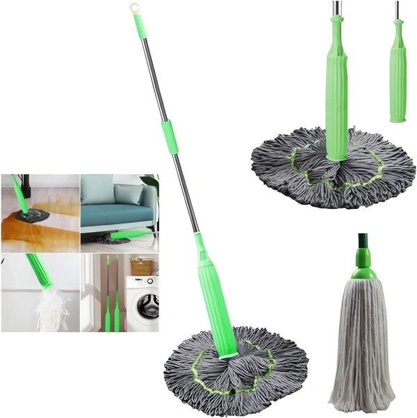 2 in 1 Dehydrated Bottle Mop, Self-Wringing Twist Mops for Floor Cleaning, 360 Degree Spin Round Wall Cleaning Mop, Microfiber Ecloth Mop Wet and Dry for Bathroom Floor Wall Bed