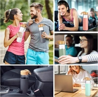 550 ML Borosilicate Glass Water Bottle with Bamboo Lid and Silicone Sleeve - BPA-Free  - Navy Blue