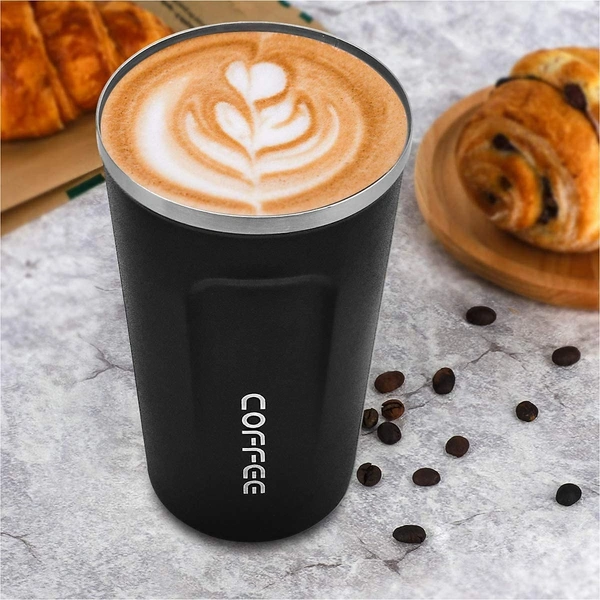 510ML Insulated Coffee Cups Double Walled Travel Mug, Car Coffee Mug with Leak Proof Lid Reusable Thermal Cup for Hot Cold Drinks Coffee, Tea