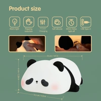 Cute Silicone Sleeping Panda Night Light,Squishy LED Beside Lamp for Kids with Touch Sensor, Nursery Rechargeable Novelty Animal Lamp, Breastfeeding Lamp for Baby & Toddlers (Sleeping Panda)