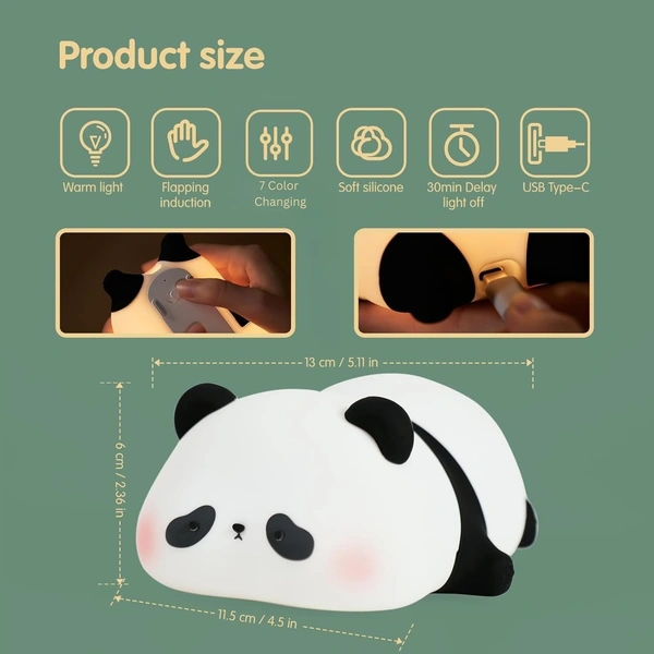 Cute Silicone Sleeping Panda Night Light,Squishy LED Beside Lamp for Kids with Touch Sensor, Nursery Rechargeable Novelty Animal Lamp, Breastfeeding Lamp for Baby & Toddlers (Sleeping Panda)