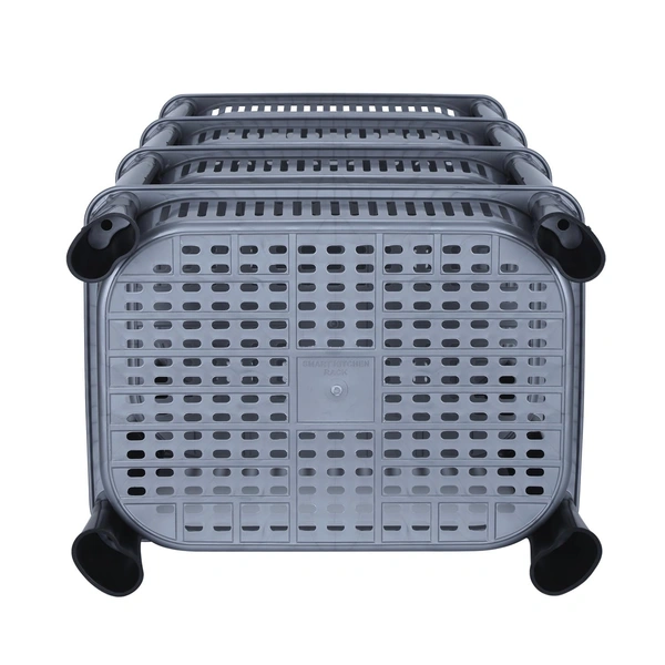 Multipurpose Plastic Storage Rack for Kitchen, Fruit Corner Storage Stand Basket, Countertop Kitchen Organizer Cart, Kitchen Trolley Rack (2 Layer, Silver)Rectangular