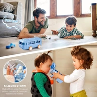 Bus Shaped Water Bottle With Moving Wheels, 480 Ml Leak-Proof Water Bottle For Kids, Water Bottle With Strap & Sipper For Kids, Sipper Water Bottle For Kids