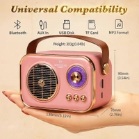 Vintage Bluetooth Wireless Speaker with USB/AUX Input & Hands-Free Calling Perfect for Gift (10W RMS Power)