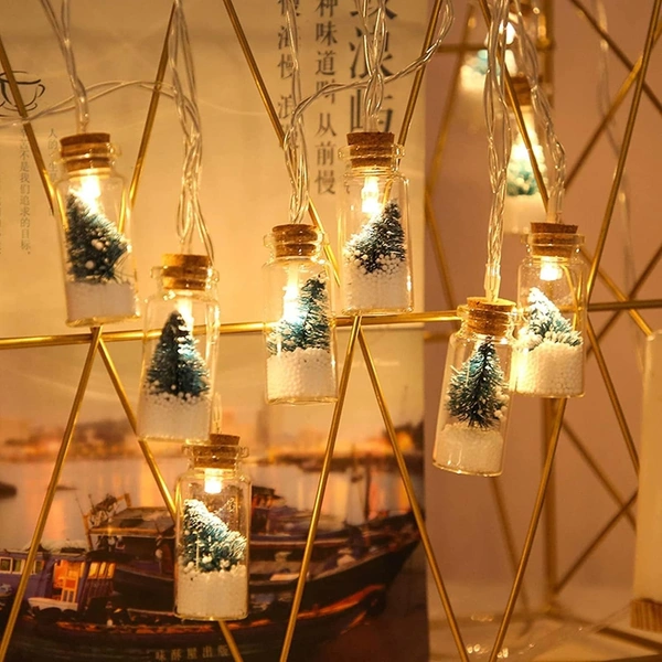 Battery Operated String Lights Mini Wishing Bottle Christmas Tree Snowflake Xmas Lights