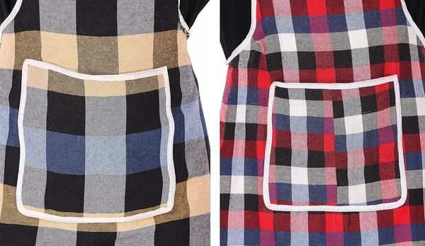 Waterproof Cotton Kitchen Apron with Front Pocket (Multicolour)